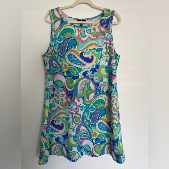 Ronni Nicole Bright Multicolor Paisley Shift Summer Dress Women XXL 2X Beach - Picture 1 of 9